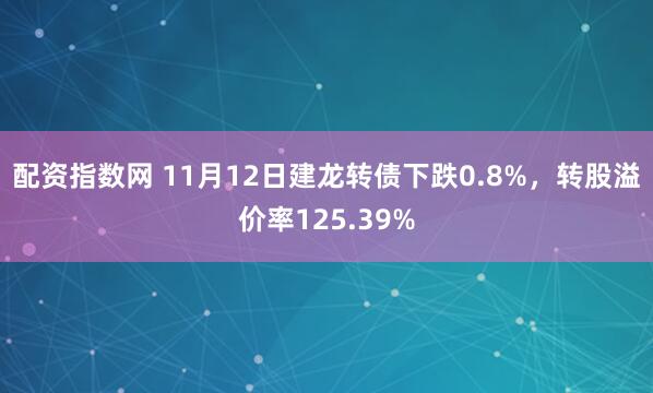 配资指数网 11月12日建龙转债下跌0.8%，转股溢价率125.39%